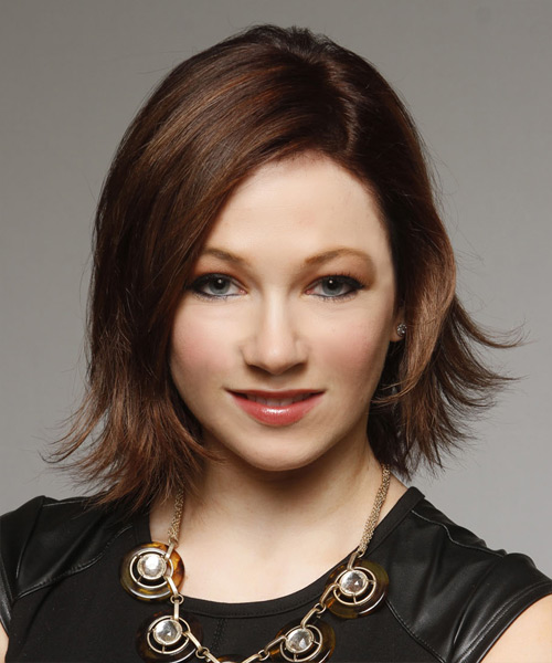 Flicked-Out Mid-Length Chocolate Brown Hairstyle
