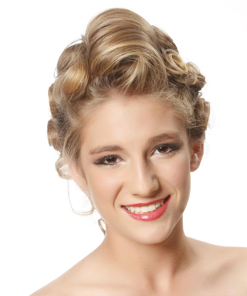Blonde Highlighted Updo With Pin Curls