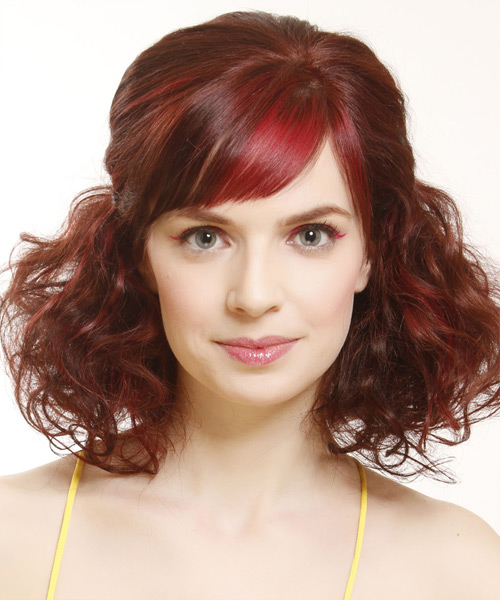 Half Up Half Down Red Shoulder-length Waves