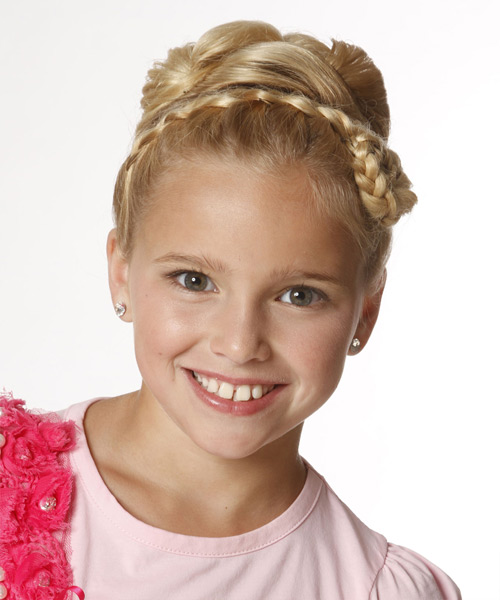 Blonde Flower Girl Updo With Braids