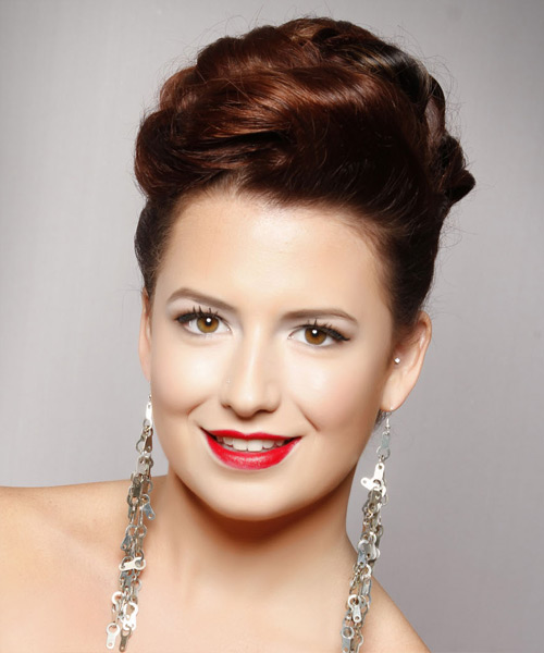 Glossy Brunette Updo With High Bun
