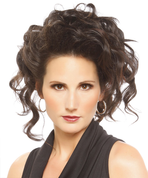 Medium Curly   Dark Brunette  Updo Hairstyle