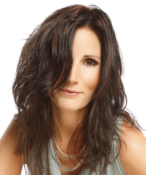 Long Casual Brunette Shag Hairstyle