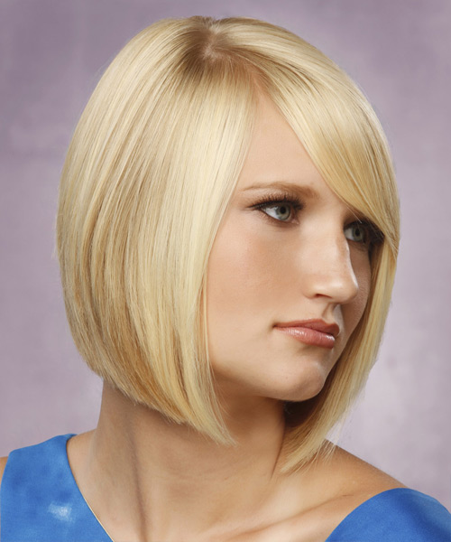 Medium Straight Bob Hairstyle - Light Blonde Hair Color