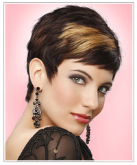 Model with short hair and highlights