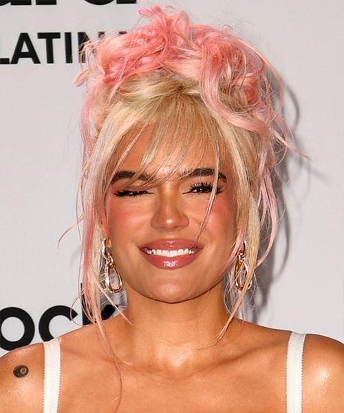 Karol G Updo Hairstyle With Messy Bun