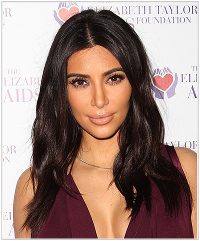 Kim Kardashian Long Straight Brunette Hairstyle