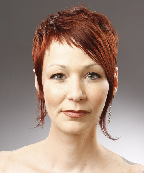 Flamboyant Orange Pixie Haircut With Asymmetrical Bangs