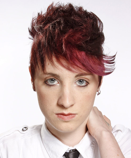 Mahogany Red Pixie Haircut With Height