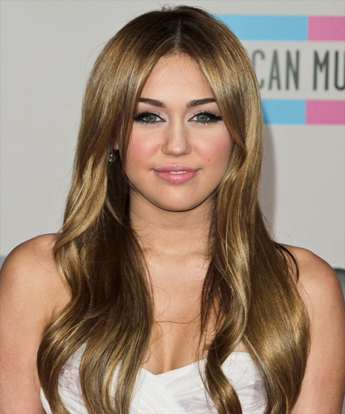 Miley Cyrus Long Straight hairstyle -  Pale Warm Skin Tone