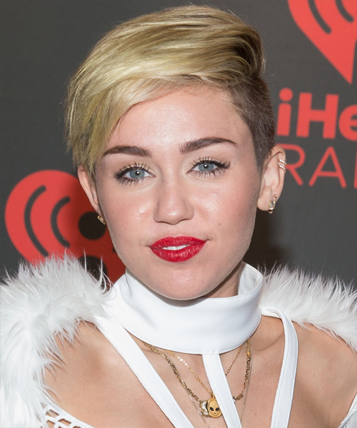 Miley Cyrus Short Straight    Golden Blonde Undercut  Hairstyle