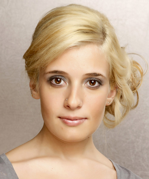 Long Straight   Light Golden Blonde  Updo Hairstyle   with  Blonde Highlights