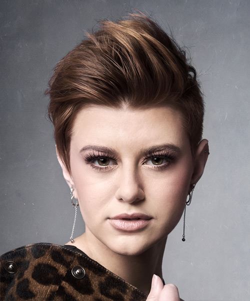 Dark And Light Brunette Two-Tone Pixie Haircut With Height