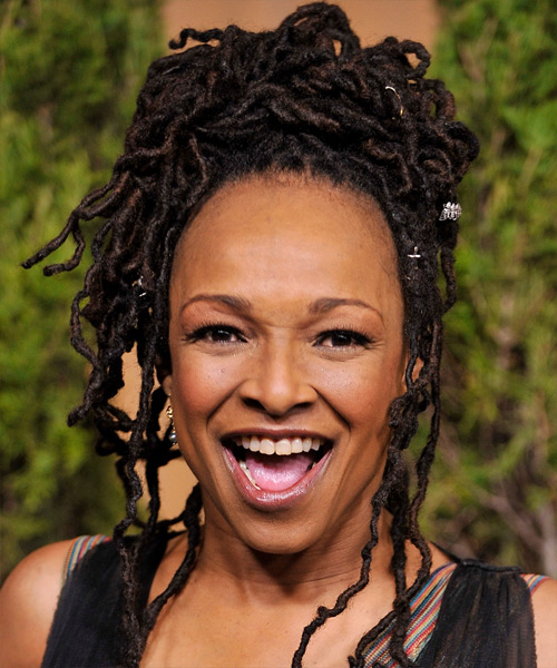 Siedah Garrett  Long Curly   Black  Braided Updo Hairstyle